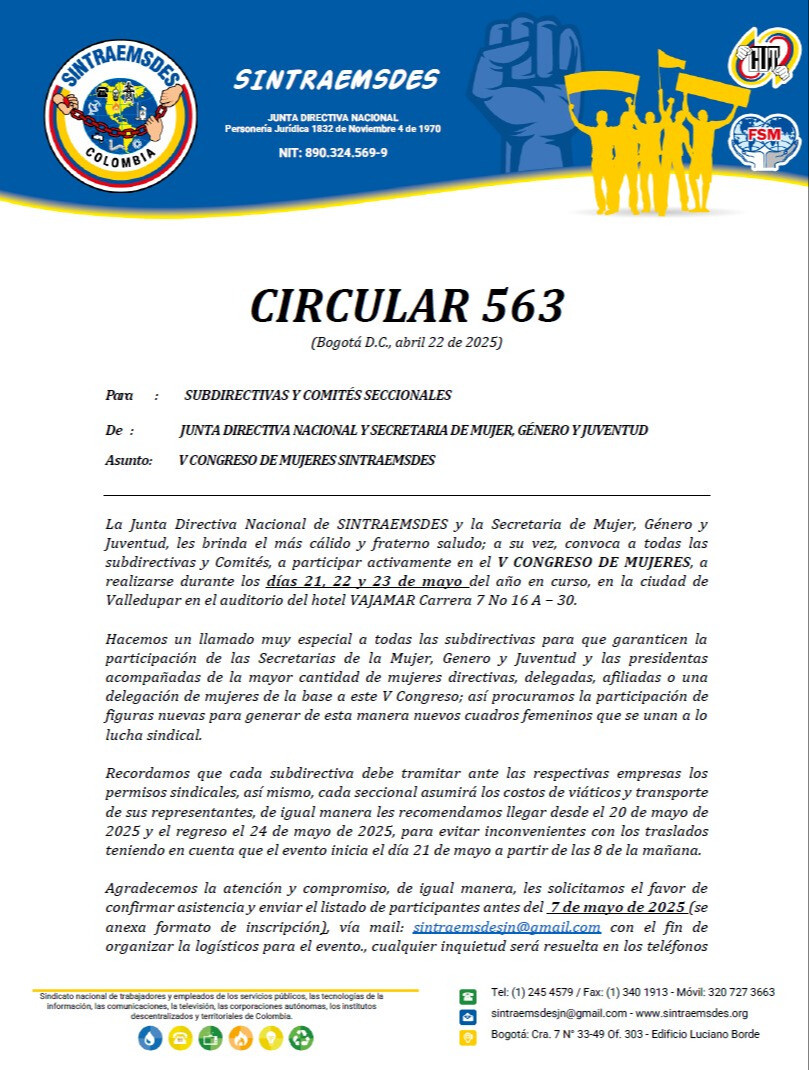 V Congreso Nacional de la Mujer Sintraemsdes