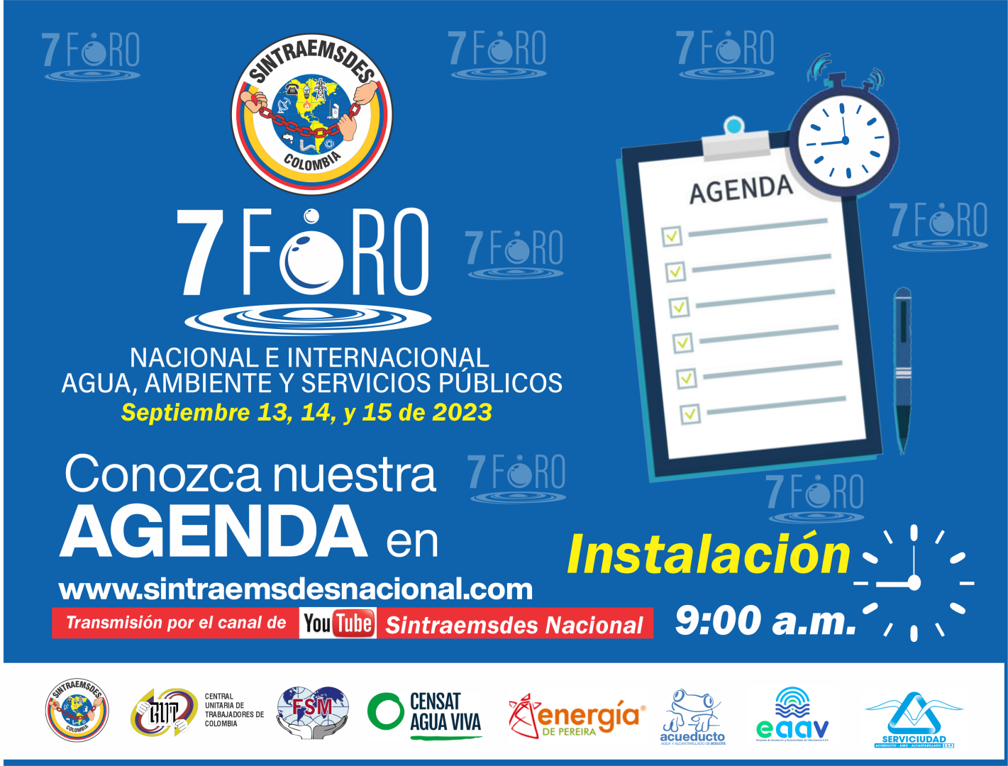 Agenda 7 Foro Nacional e Internacional Agua, Ambiente y Servicios Públicos