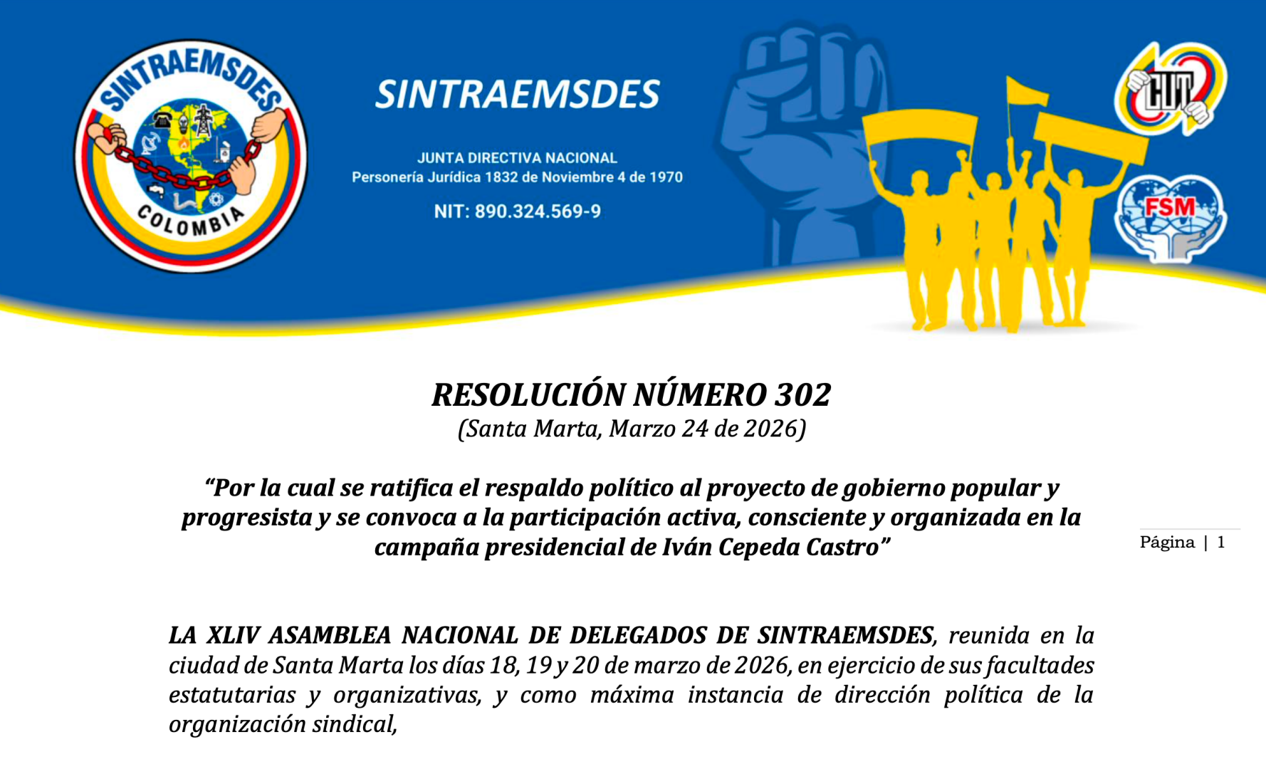 RESOLUCIÓN NÚMERO 302 (Santa Marta, Marzo 24 de 2026)