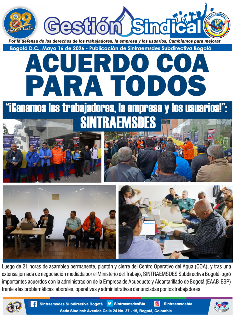 “¡Ganamos los trabajadores, la empresa y los usuarios!”: SINTRAEMSDES