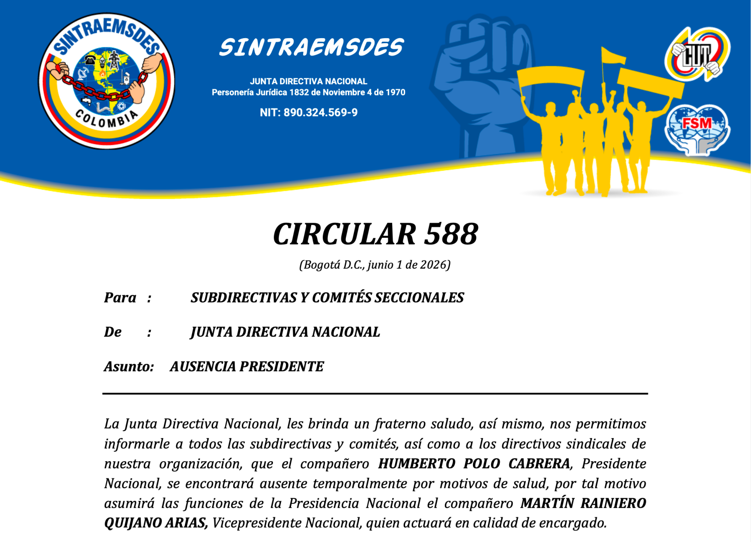 AUSENCIA PRESIDENTE
