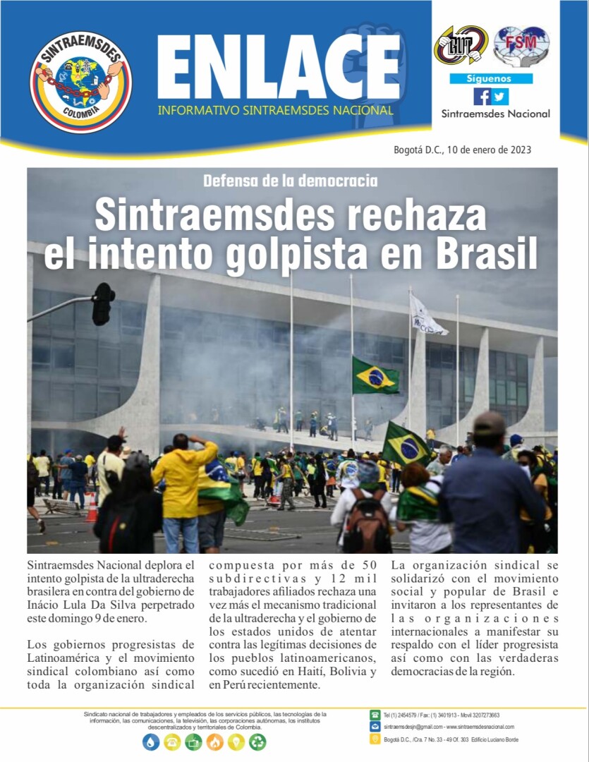 Sintraemsdes rechaza el intento golpista en Brasil