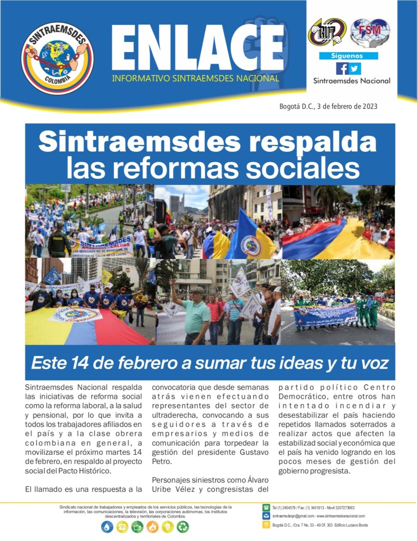 Sintraemsdes respalda las reformas sociales