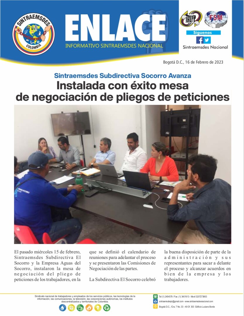 Sintraemsdes Subdirectiva Socorro Avanza