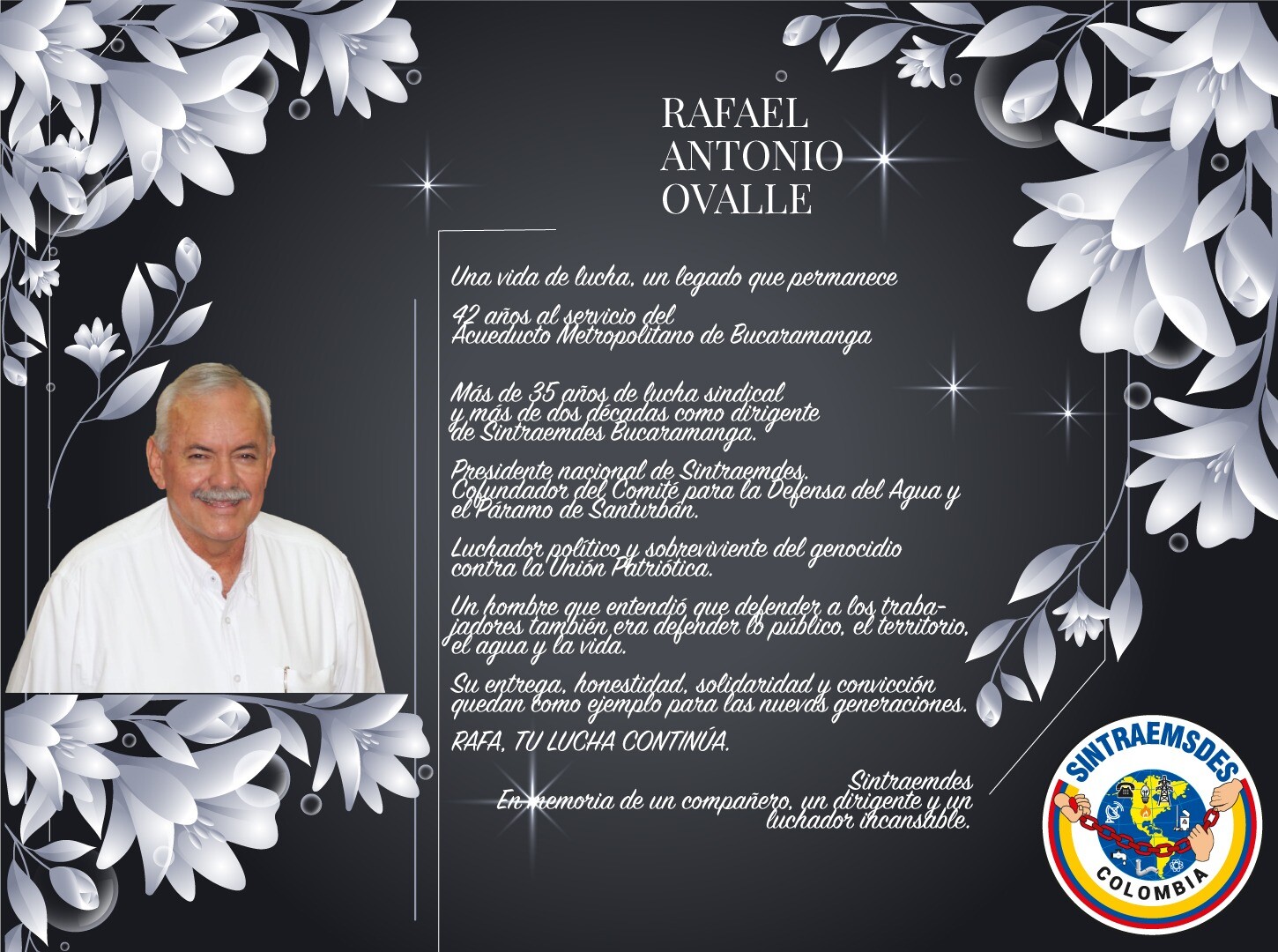 Rafael Antonio Ovalle: una vida de lucha, solidaridad y defensa de lo público