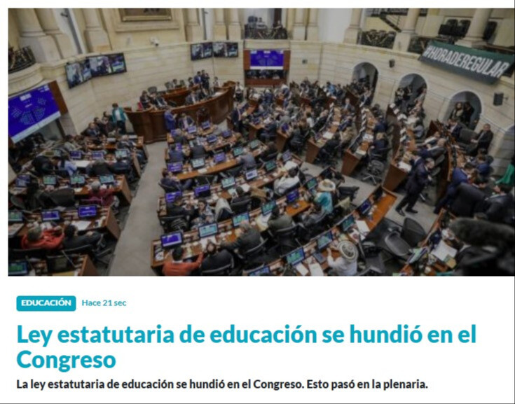 Ley estatutaria de educación se hundió en el Congreso
