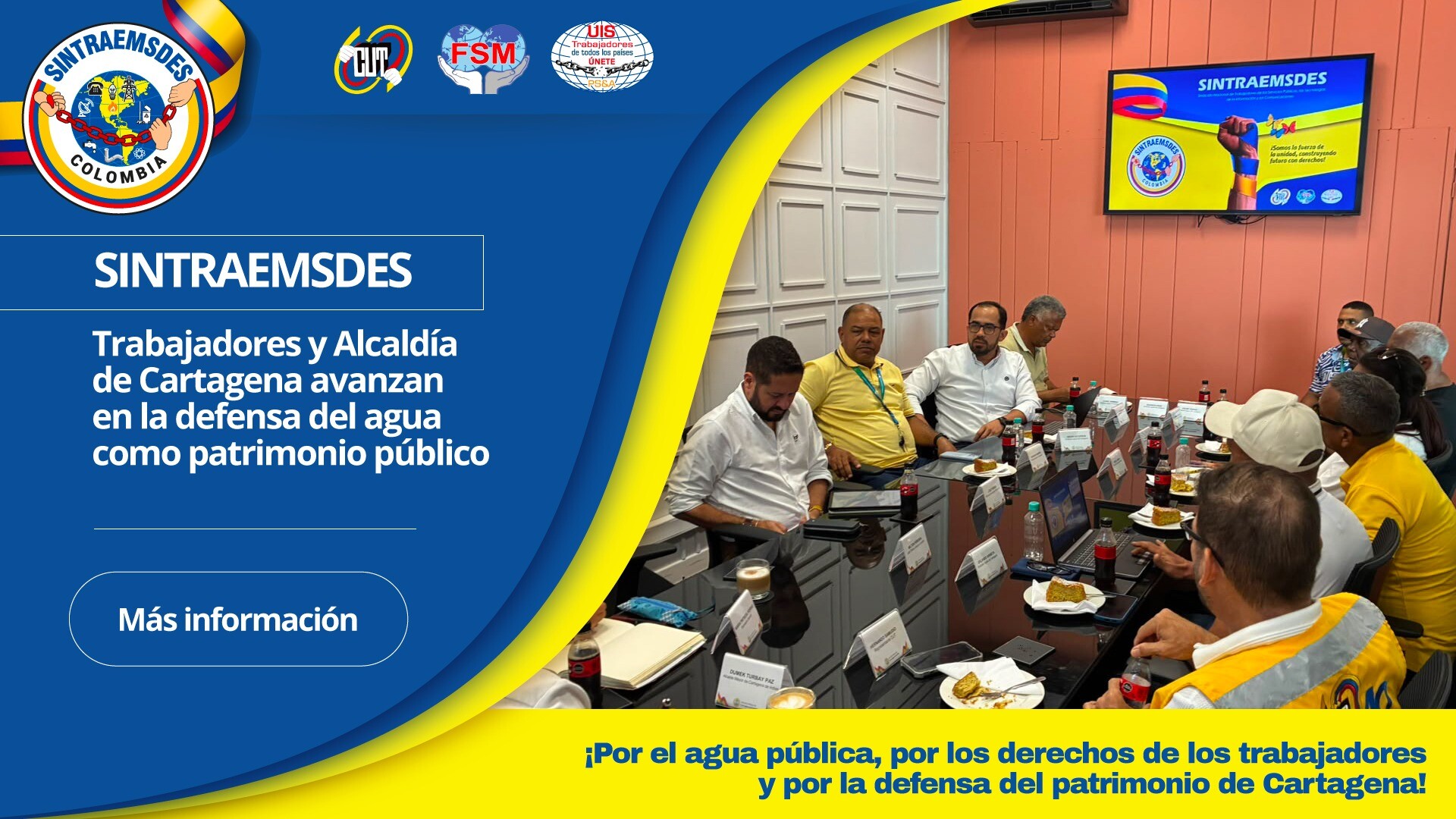 Trabajadores y Alcaldía de Cartagena avanzan en la defensa del agua como patrimonio público