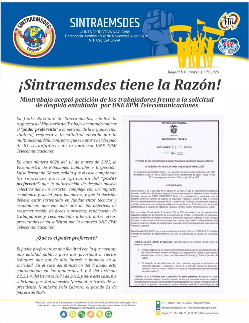 ¡Sintraemsdes tiene la Razón!